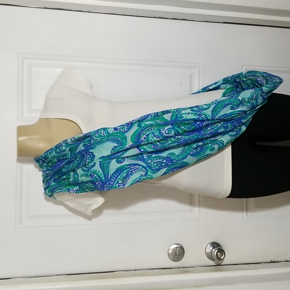 LILY PULITZER INFINITY SCARF BLUE-GREEN PAISLEY - Picture 4 of 9